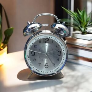 Bell Alarm Silver and White  Clock (TC-204)