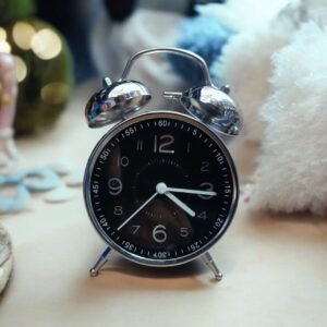 Bell Alarm Silver and Black Clock (TC-202)