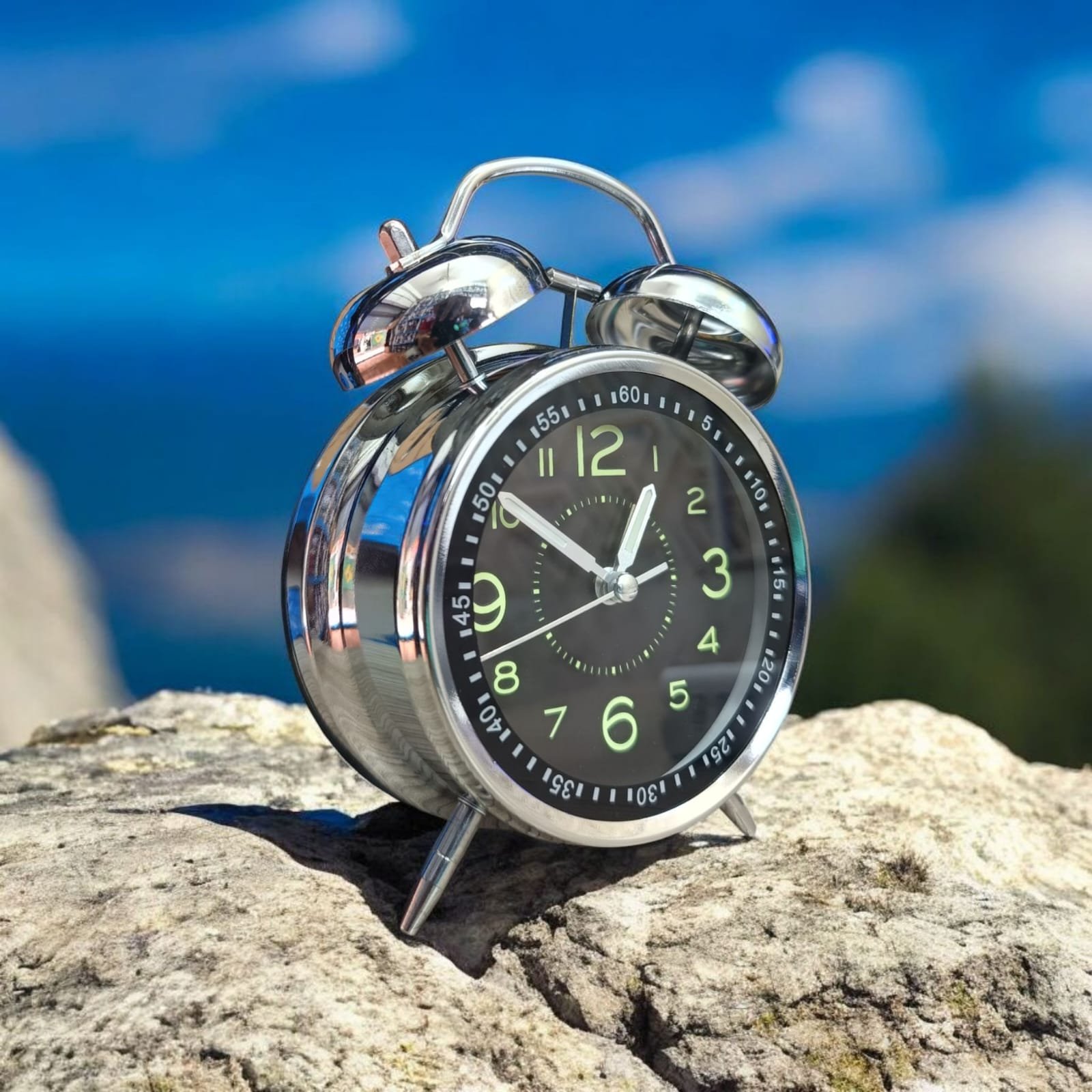 Bell Alarm SIlver and black Clock(Radium)- (TC-242) - Image 2