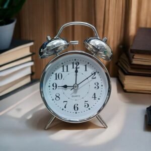 Bell Alarm Silver and White Clock (TC-215)