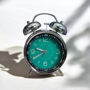 Bell Alarm Silver and Green Clock(Radium)- (TC-218)