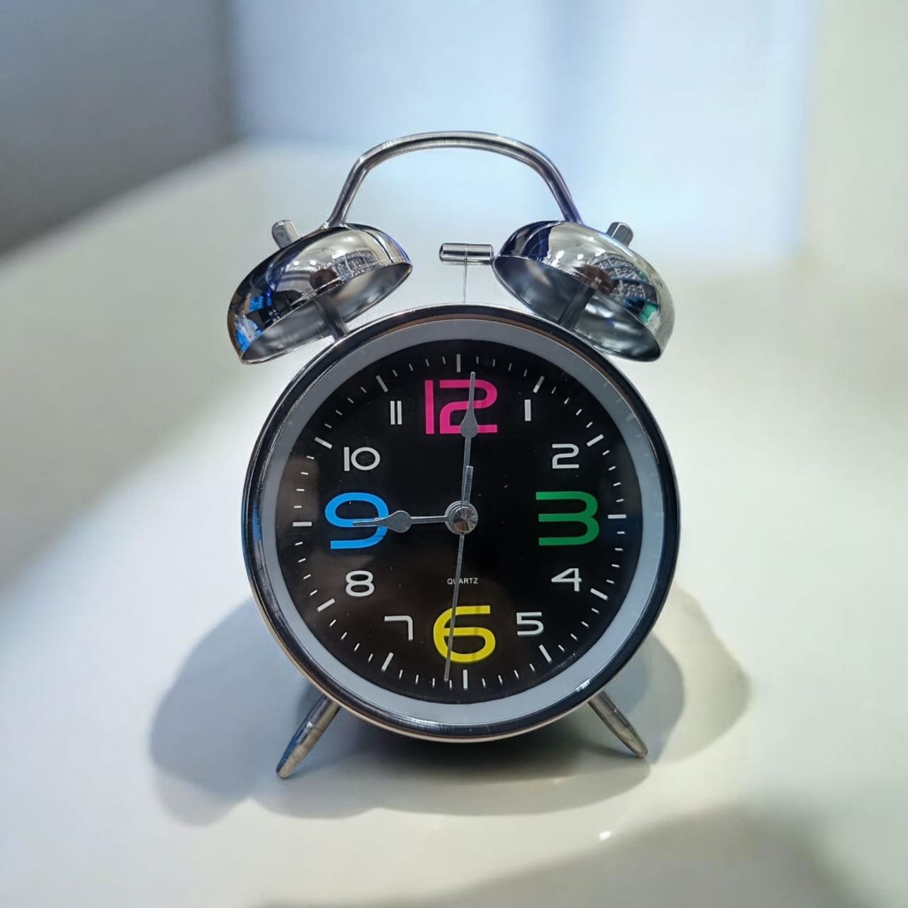 Bell Alarm Silver and Black Clock (TC-239)