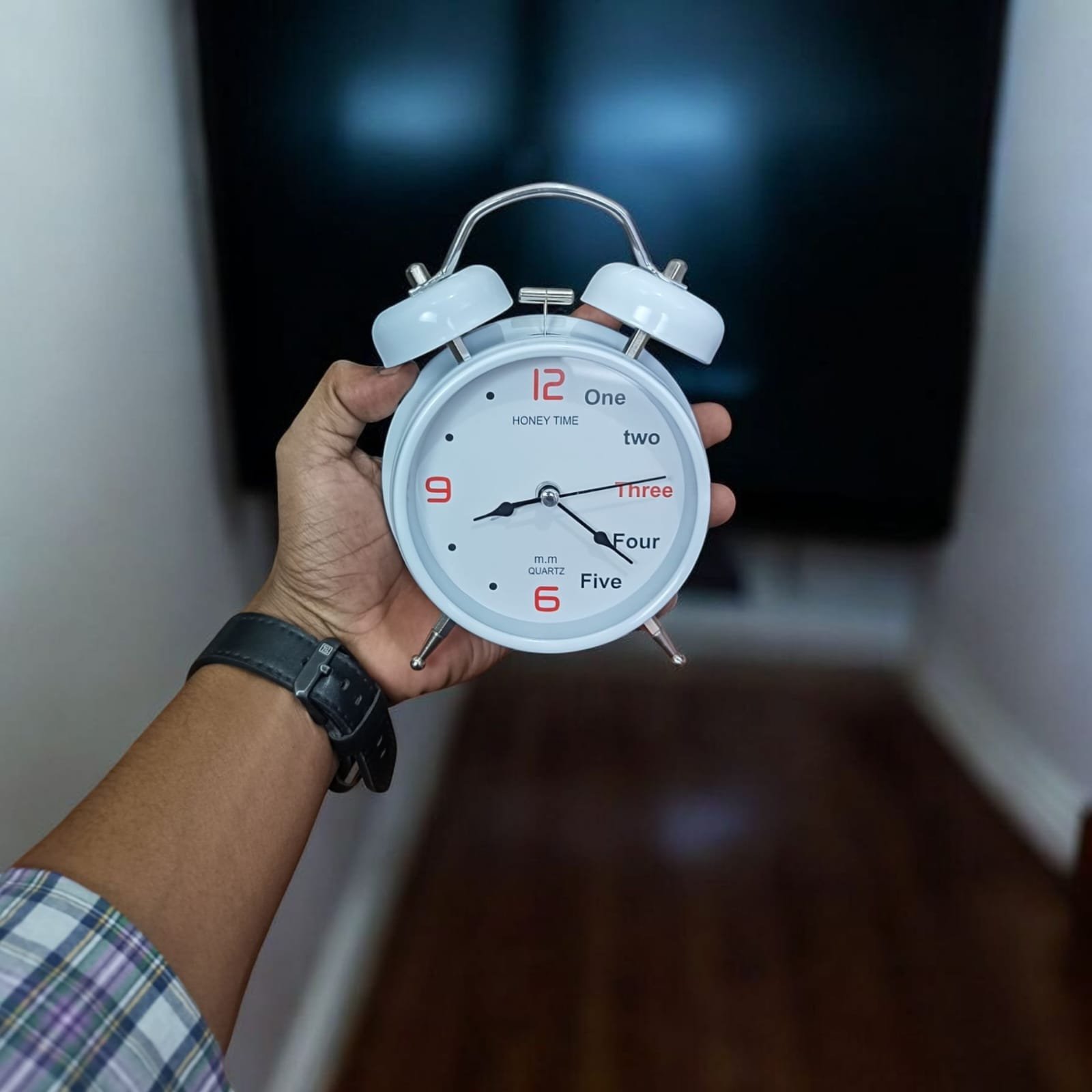 Bell Alarm Matt White Clock (TC-248) - Image 3