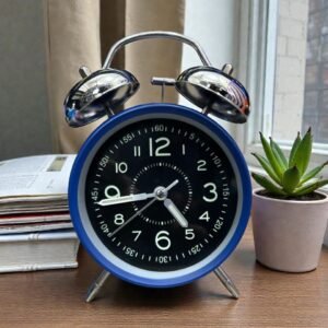 Bell Alarm SIlver,Matt Blue and black Clock(Radium)- (TC-249)