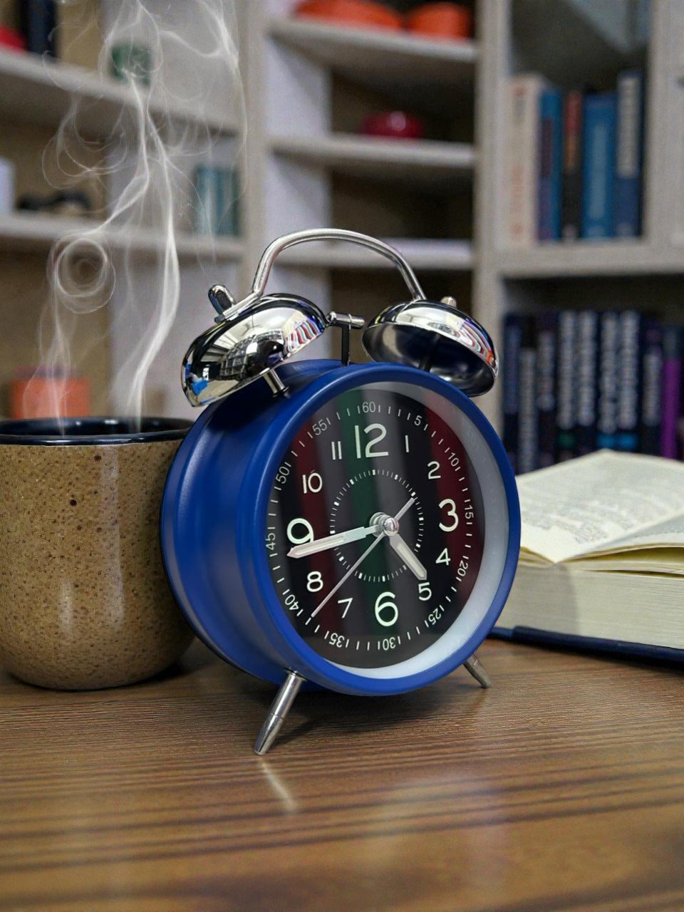 Bell Alarm SIlver,Matt Blue and black Clock(Radium)- (TC-249) - Image 2