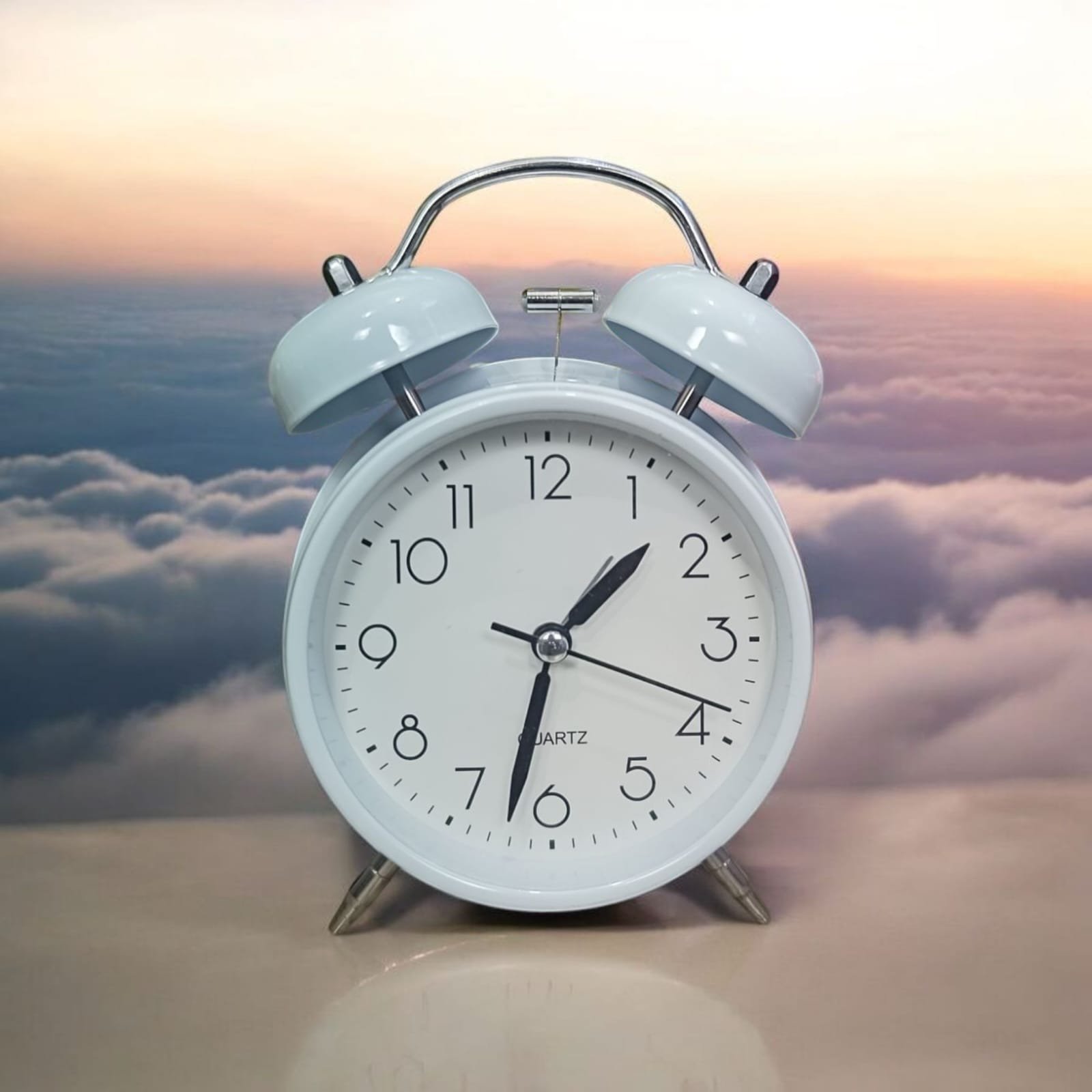 Bell Alarm Matt Fully White Clock (TC-246)